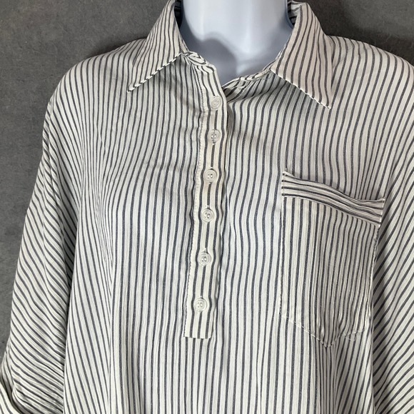 Andree Striped Shirt‎ Womens M/L Dolan Sleeve Buttons Casual Top Lagenlook Flowy - Picture 5 of 9